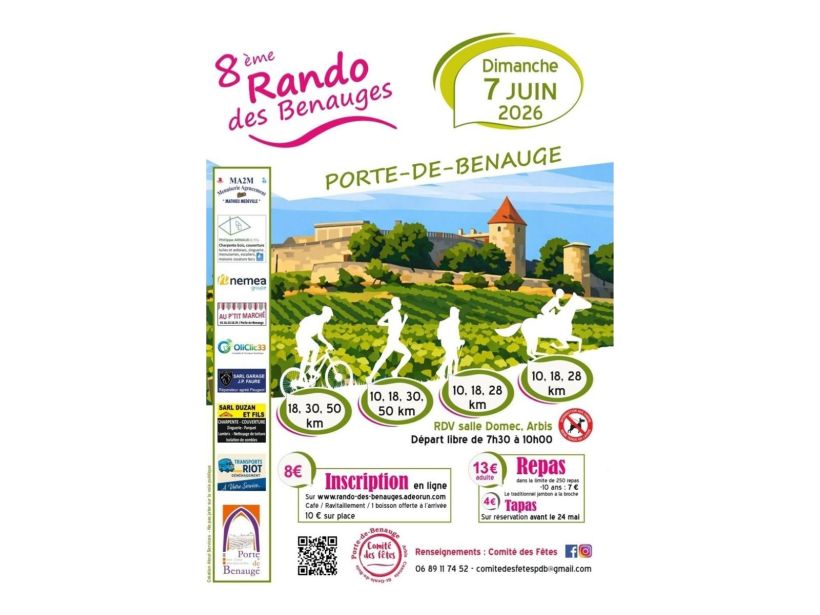 8ème Rando des Benauges : dimanche 7 juin 2026