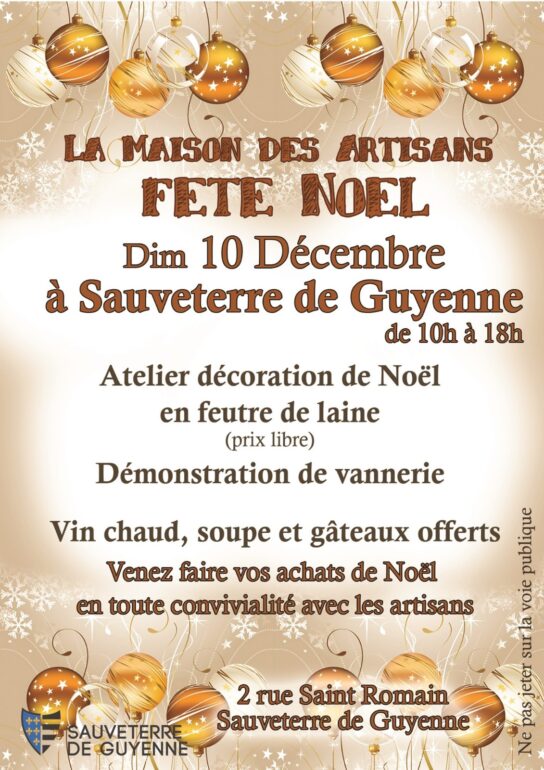 La Maison des Artisans célèbre Noël et l'artisanat le 10 décembre