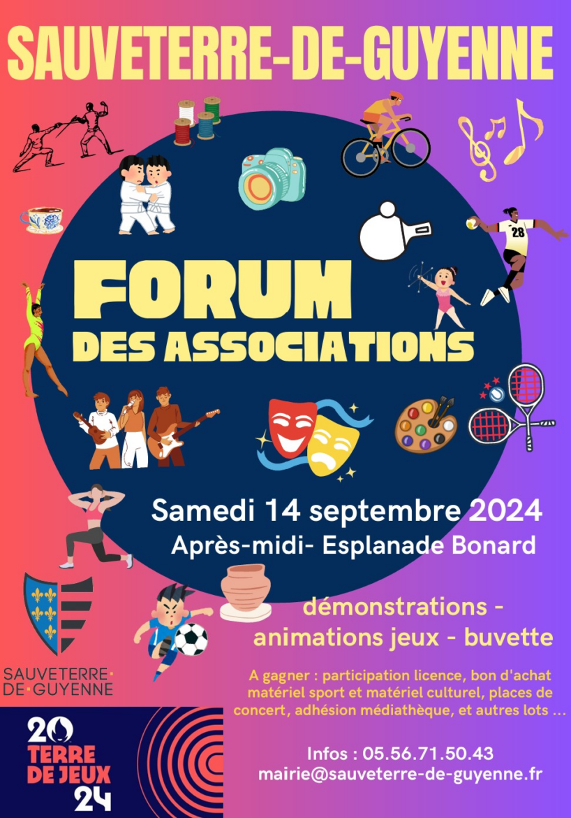 Découvrez le Forum des associations de Sauveterre-de-Guyenne le 14 septembre : animations, démonstrations, rencontres, et des lots à gagner !