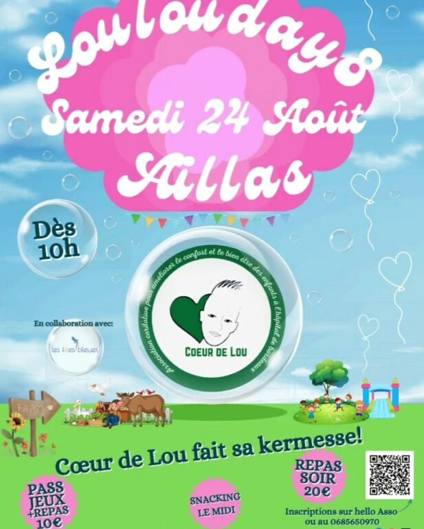 Cœur de Lou fait sa kermesse le Samedi 24 Août à partir de  10h et jusqu'au bout de la nuit 🎉à Aillas