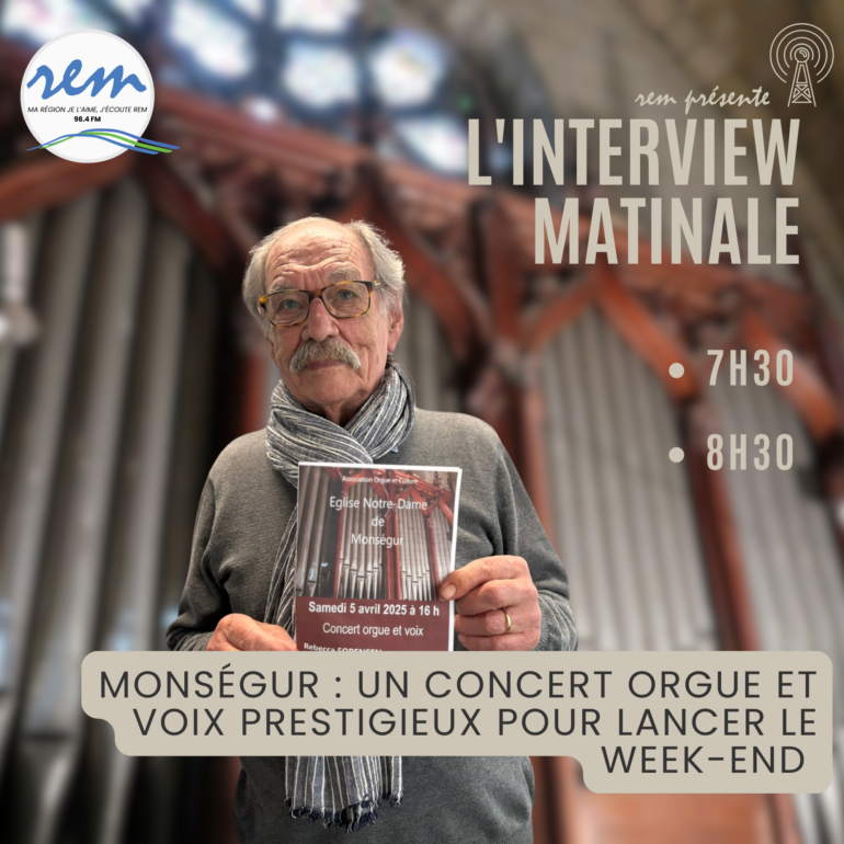 Assistez au concert gratuit Orgue et Voix à l'église de Monségur le 5 avril à 16h, avec Martin Tembremande et Rebecca Sorensen.