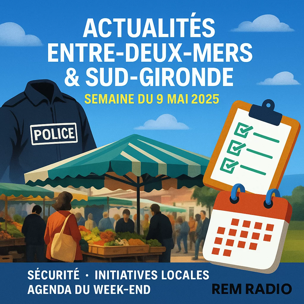 Actualités Entre-Deux-Mers & Sud-Gironde (Semaine du 9 Mai 2025) : Sécurité, Initiatives Locales et Agenda du Week-end sur REM