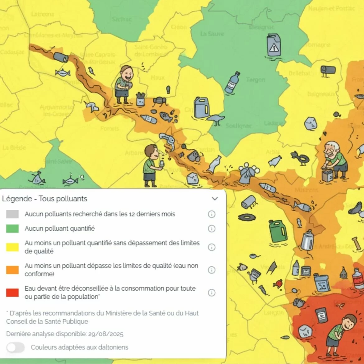 Carte de pollution des eaux en France