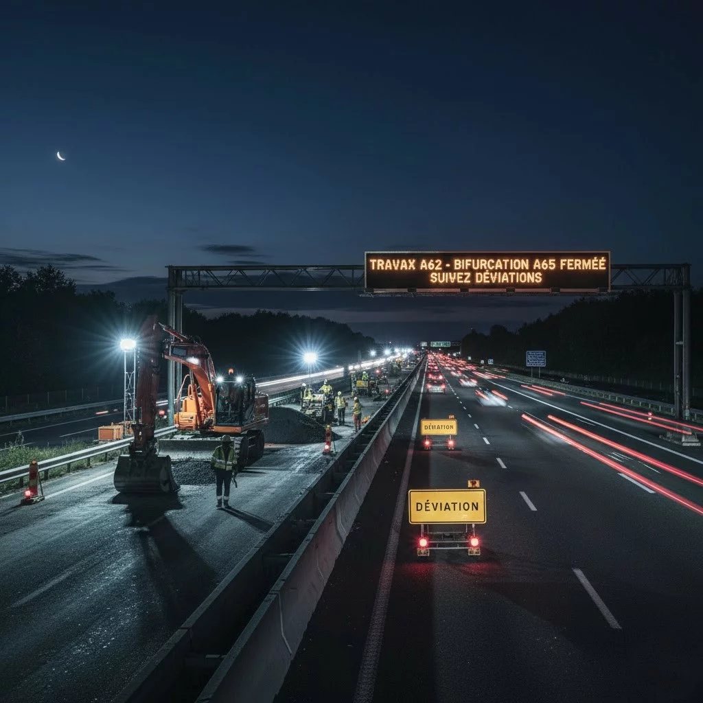 D'importants travaux sur l'A62 entre Langon et Marmande entraînent la fermeture de la jonction A62/A65 les nuits du 29 et 30 octobre. Le point sur les déviations.