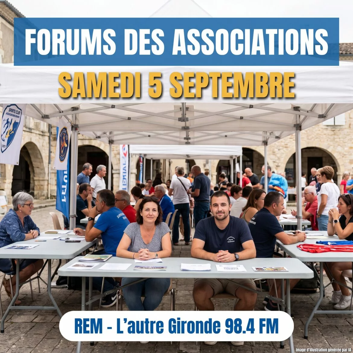 Sauveterre, Cadillac, Podensac et Bazas ouvrent leur forum des associations le samedi 5 septembre 2026. Lieux, horaires et infos pratiques.