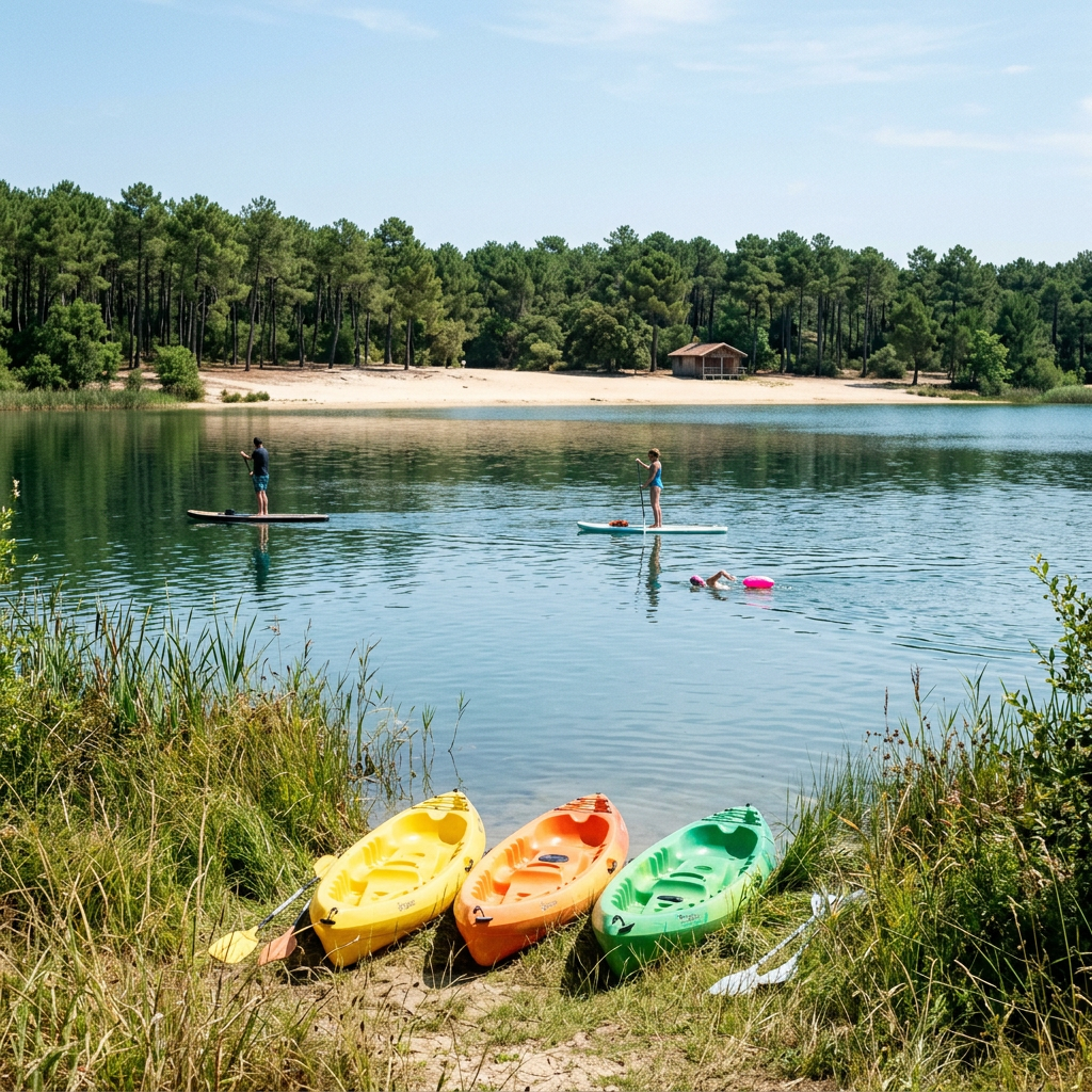 Baignade surveillée de 11h à 19h au lac d'Hostens, massif côté promenade toujours fermé. Vérifiez l'accès en temps réel au 05 56 99 33 33.
