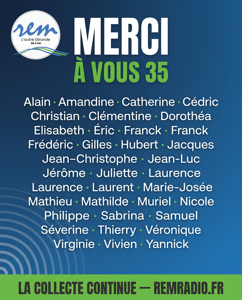 Radio Entre-Deux-Mers a réuni 2 180 € auprès de 35 donateurs, soit 18 % de son objectif. Point d'étape et remerciements.