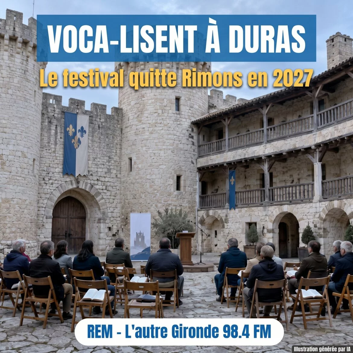 Le festival de lecture à voix haute Voca-Lisent quitte Rimons. La 6e édition se tiendra du 23 au 25 avril 2027 au château de Duras, en Lot-et-Garonne.
