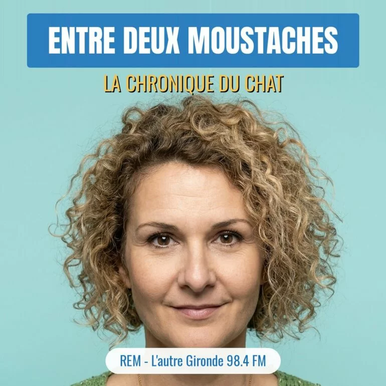 Catherine, chroniqueuse d'Entre deux moustaches, vignette de la chronique du chat diffusée le mardi sur REM 98.4 FM