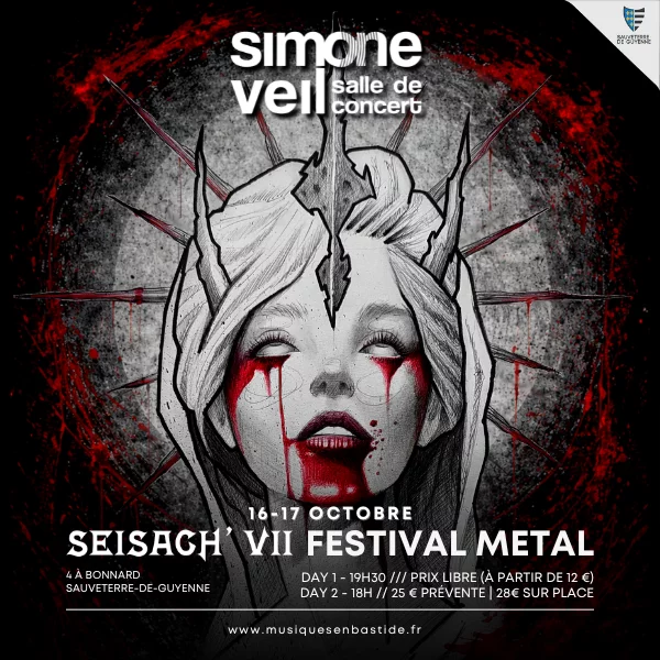 Affiche du festival Seisach' VII, 16 et 17 octobre 2026, salle Simone Veil à Sauveterre-de-Guyenne