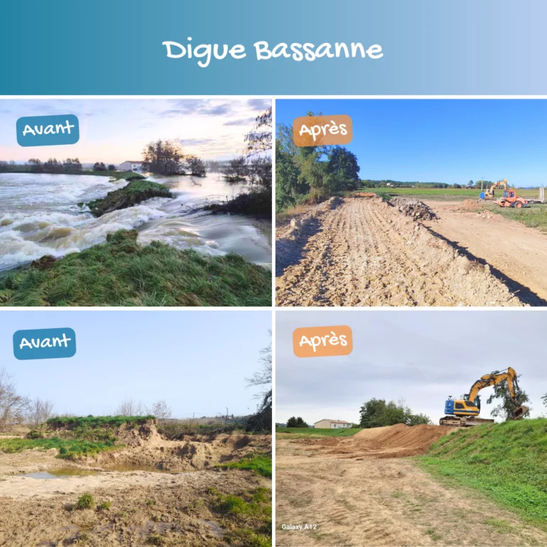 Digue bassanne, les réparations après les inondations de février 2026