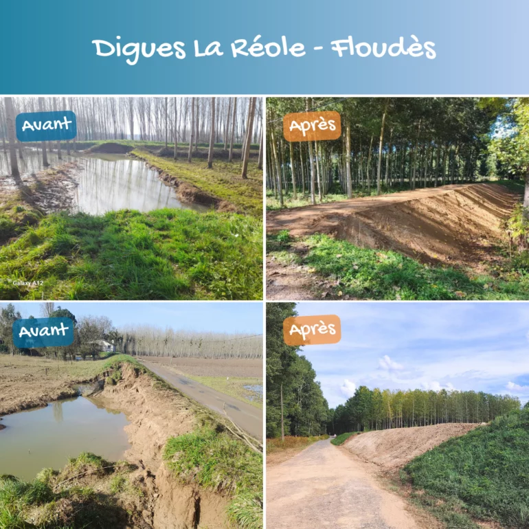Digue La Réole- Floudès, les réparations après les inondations de février 2026